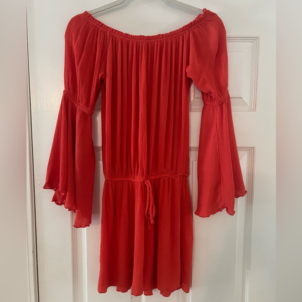 Elan Off-Shoulder Coral Orange Dress